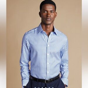 Men's Charles Tyrwhitt Non-Iron Twill Grid Check Shirt
- Cobalt Blue 16/34in